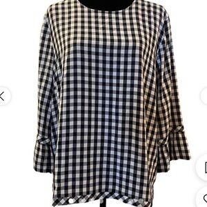 J. Jill Black and White Boxy 3/4 Sleeve Blouse